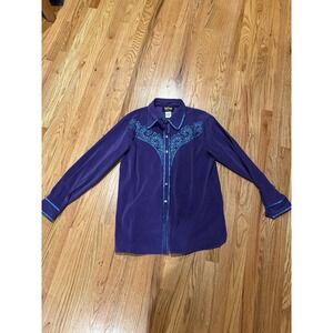 Vintage 1980s Bob Mackie Western Style Button Up Shirt / Embroidered Size large
